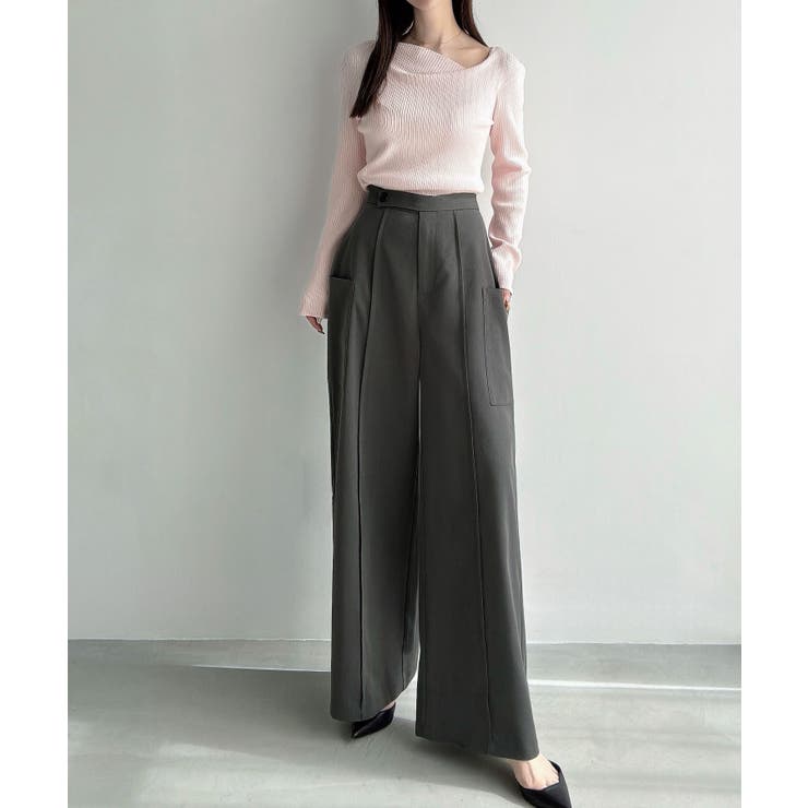 Meiru (通年素材)ポケットデザインワイドパンツ | JUNOAH | 詳細画像9 