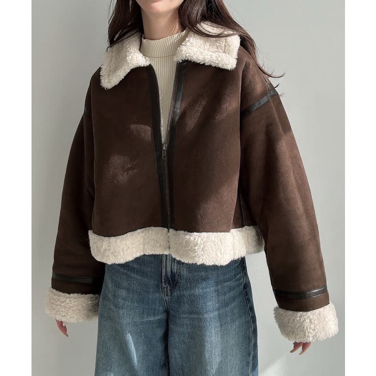 Meiru ショートフェイクムートンボアブルゾン （薄手） | JUNOAH | 詳細画像1 