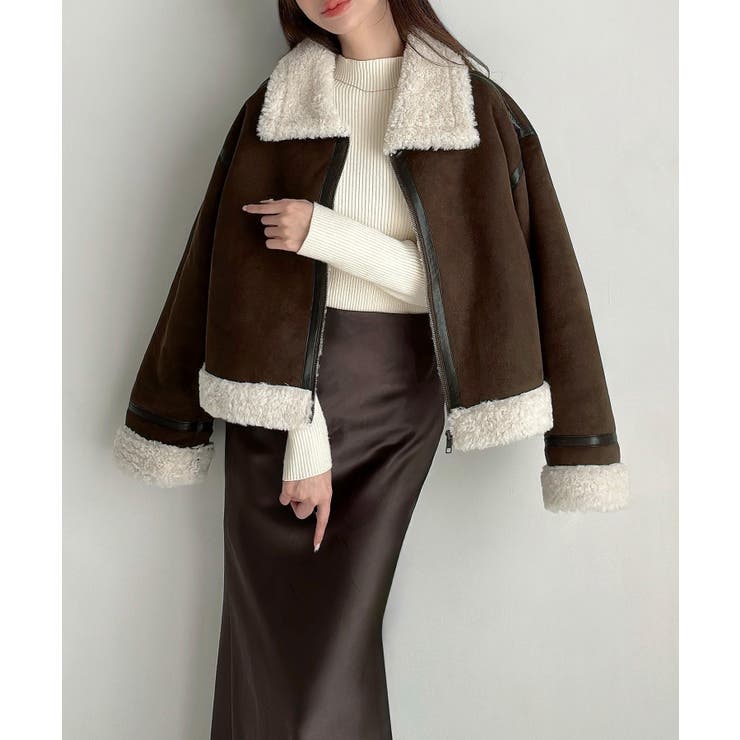 Meiru ショートフェイクムートンボアブルゾン （薄手） | JUNOAH | 詳細画像5 