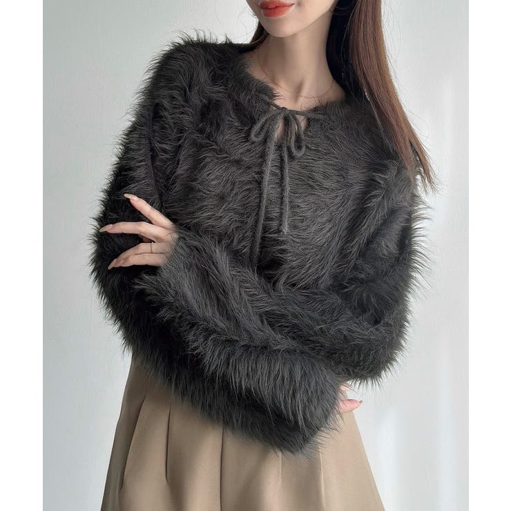 Meiru リボンキーネックフェザーニット | JUNOAH | 詳細画像10 