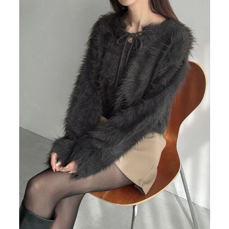 Meiru リボンキーネックフェザーニット | JUNOAH | 詳細画像11 