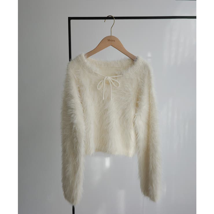 Meiru リボンキーネックフェザーニット | JUNOAH | 詳細画像13 