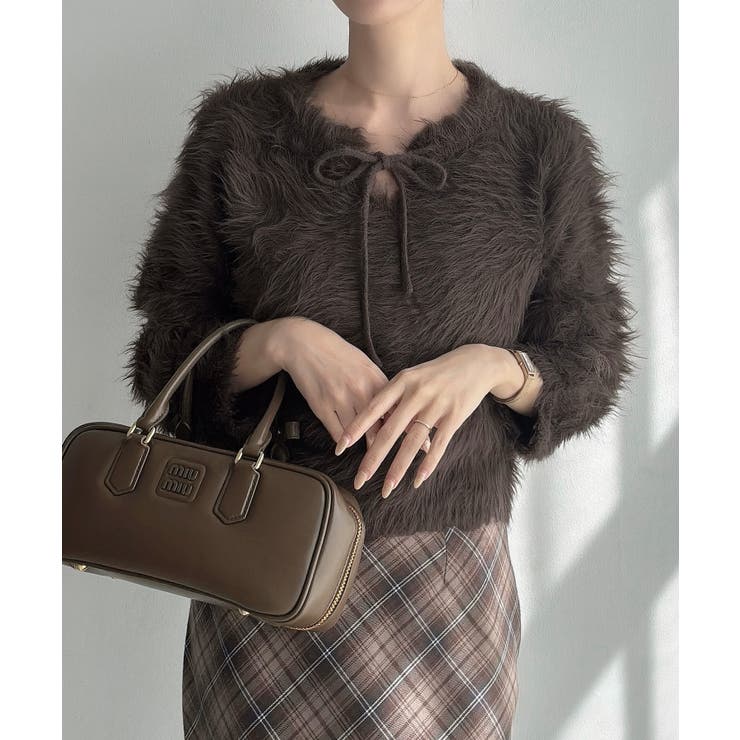 Meiru リボンキーネックフェザーニット | JUNOAH | 詳細画像6 