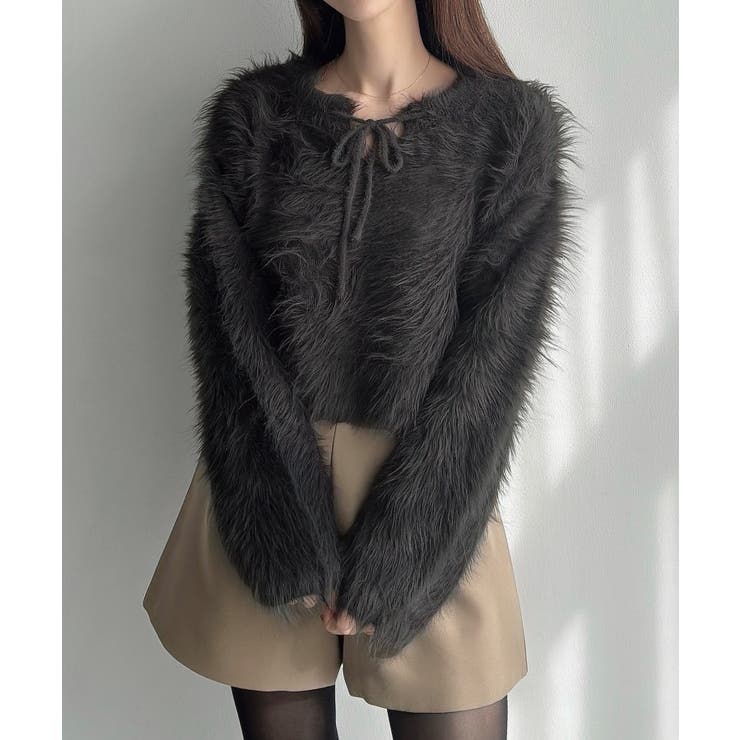 Meiru リボンキーネックフェザーニット | JUNOAH | 詳細画像9 