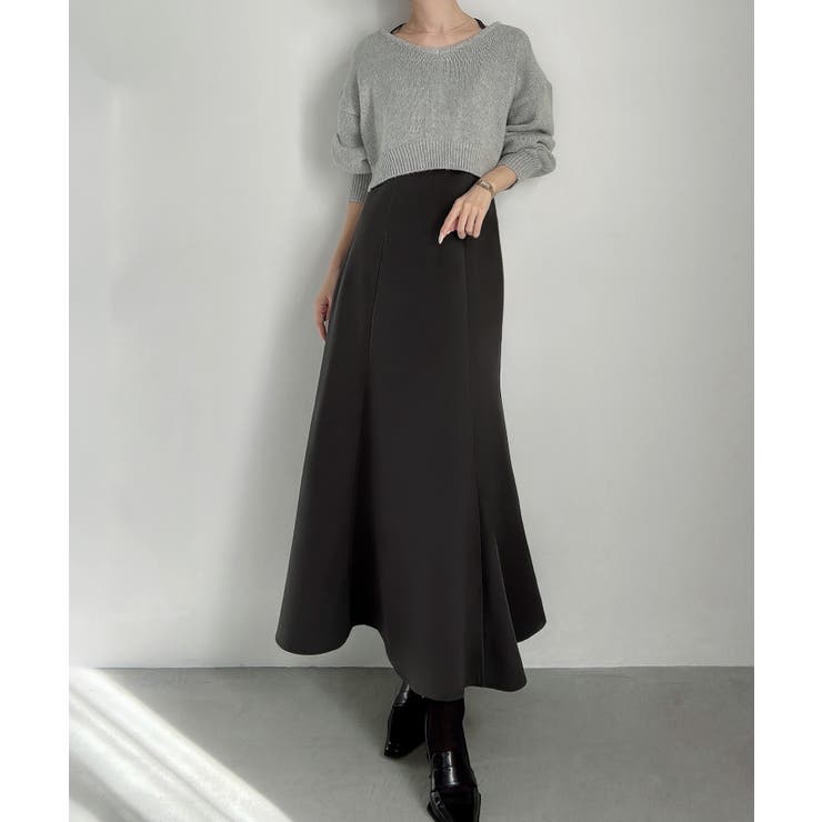 ショートニット＋マーメイドキャミワンピースset(薄手、裏地なし) | JUNOAH | 詳細画像11 