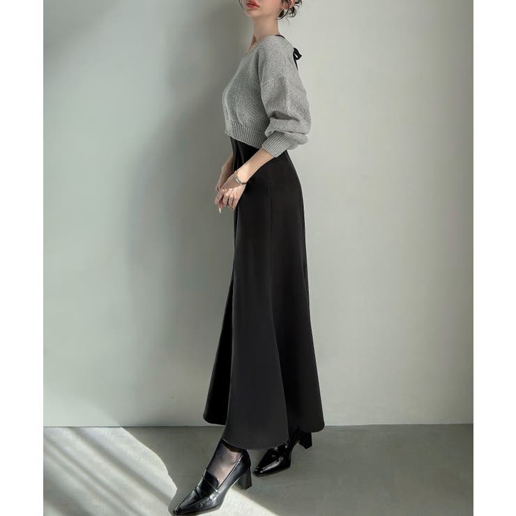 ショートニット＋マーメイドキャミワンピースset(薄手、裏地なし) | JUNOAH | 詳細画像13 