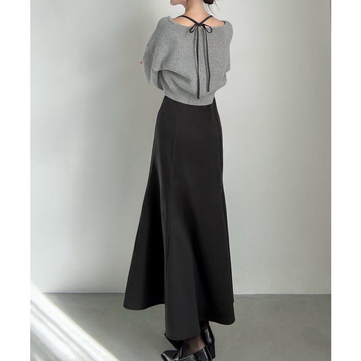 ショートニット＋マーメイドキャミワンピースset(薄手、裏地なし) | JUNOAH | 詳細画像14 