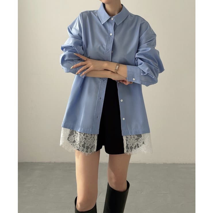 Meiru レースレイヤードオーバーシャツ | JUNOAH | 詳細画像10 