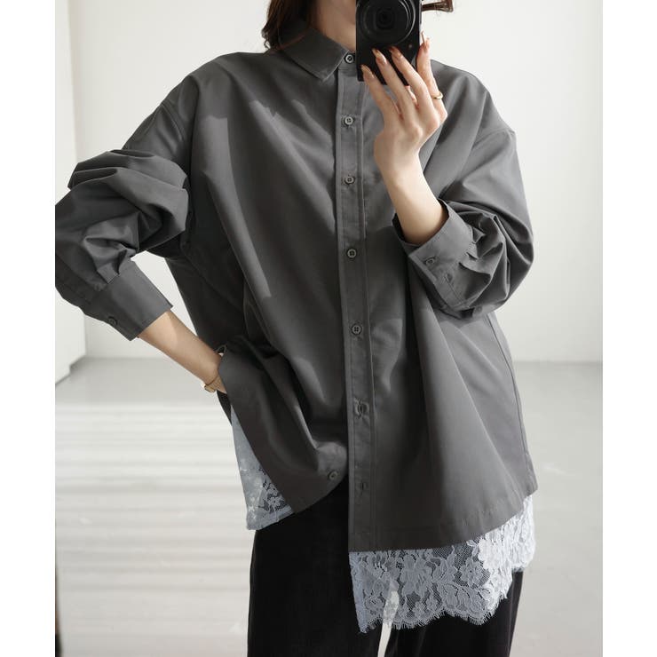 Meiru レースレイヤードオーバーシャツ | JUNOAH | 詳細画像12 