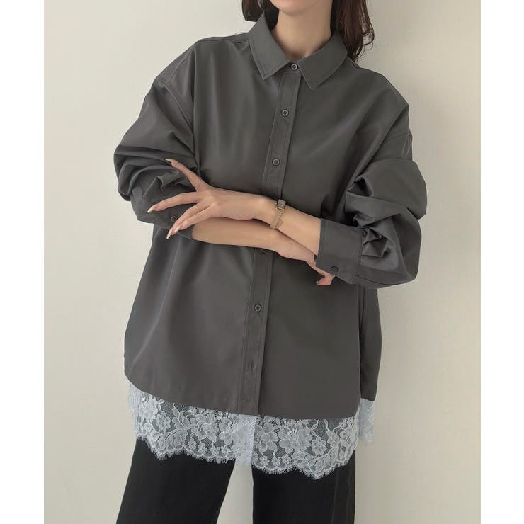 Meiru レースレイヤードオーバーシャツ | JUNOAH | 詳細画像13 