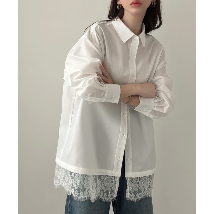 Meiru レースレイヤードオーバーシャツ | JUNOAH | 詳細画像3 