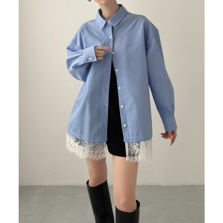 Meiru レースレイヤードオーバーシャツ | JUNOAH | 詳細画像6 