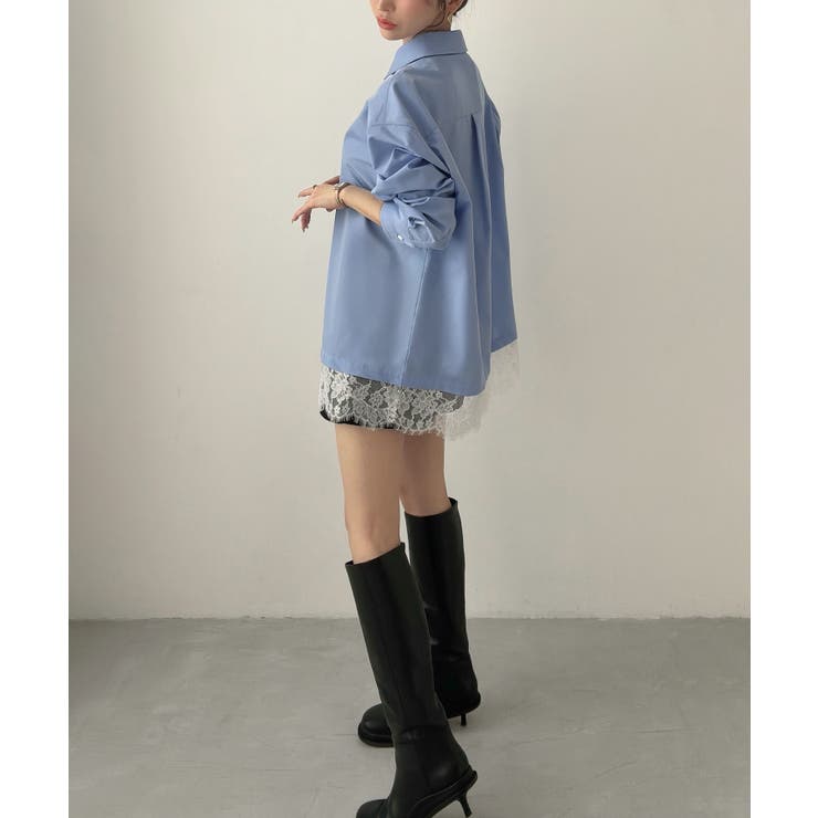 Meiru レースレイヤードオーバーシャツ | JUNOAH | 詳細画像7 