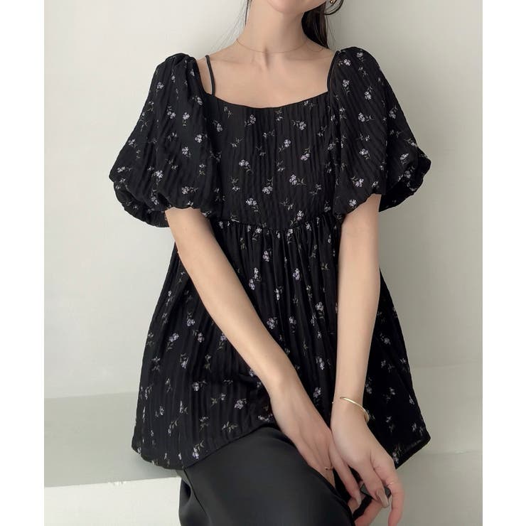 Meiru 2wayオフショル花柄ペプラムトップス | JUNOAH | 詳細画像10 