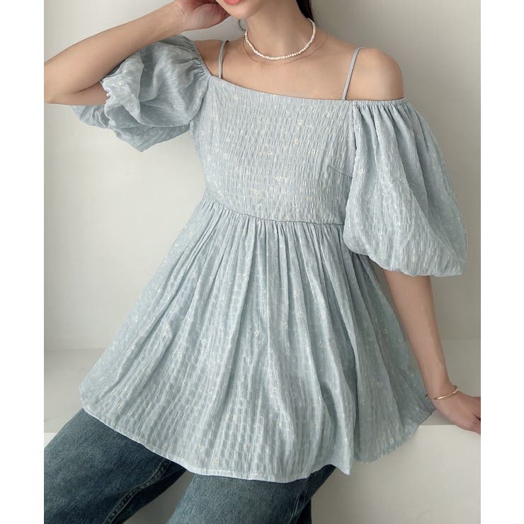 Meiru 2wayオフショル花柄ペプラムトップス | JUNOAH | 詳細画像11 