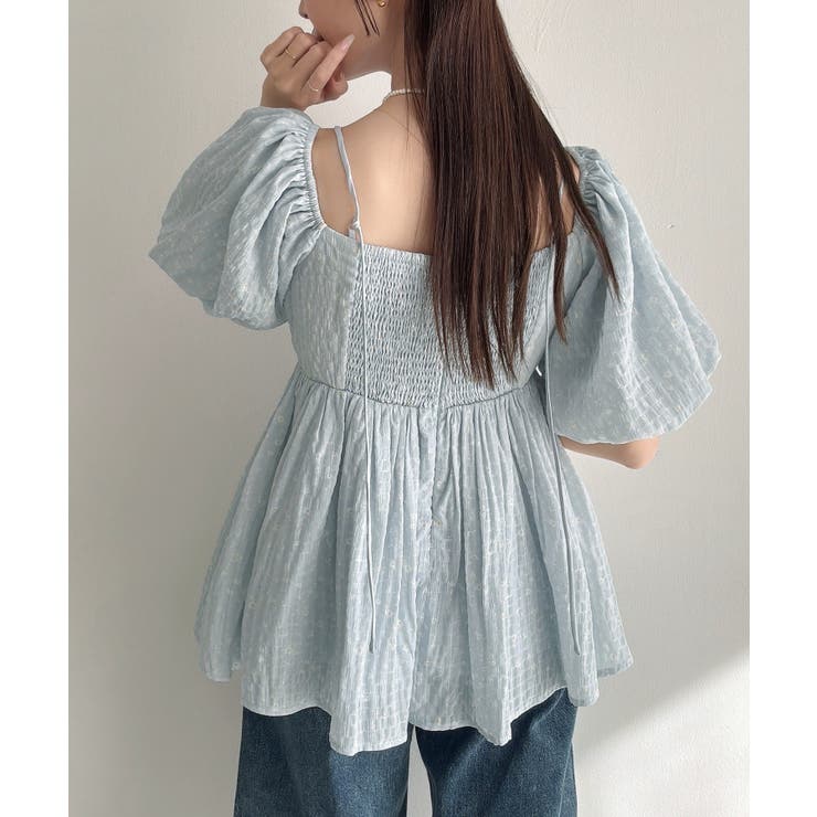 Meiru 2wayオフショル花柄ペプラムトップス | JUNOAH | 詳細画像13 