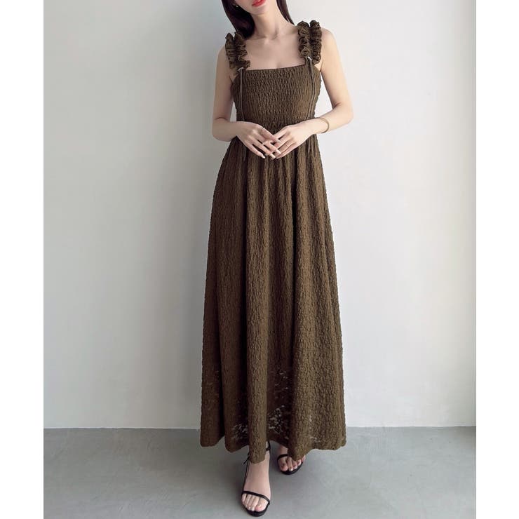 Meiru カットレースギャザーショルダーワンピース | JUNOAH | 詳細画像12 