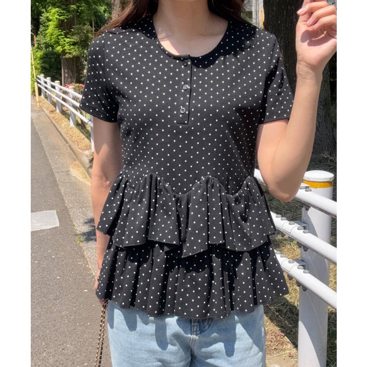 ドットヘンリーネックペプラムトップス | JUNOAH | 詳細画像5 
