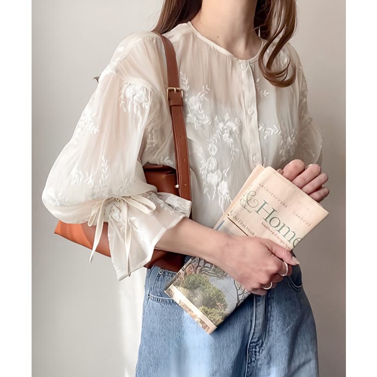 花柄シアートップス[品番：AMTW0012244]｜JUNOAH（ジュノア ）の