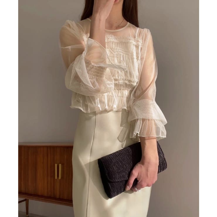 ライトベージュ | チュールトップス+キャミワンピースセット | JUNOAH