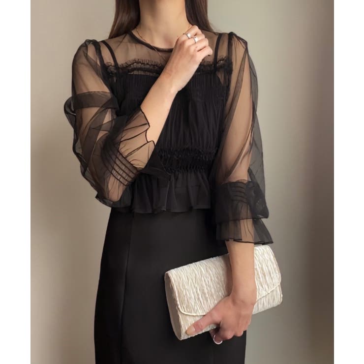 チュールトップス+キャミワンピースセット | JUNOAH | 詳細画像6 