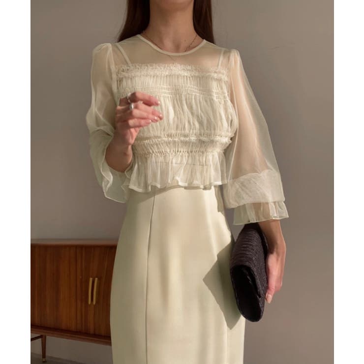 チュールトップス+キャミワンピースセット | JUNOAH | 詳細画像7 