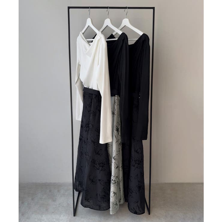 ドレープドッキングウエストリボン花柄スカート | JUNOAH | 詳細画像13 