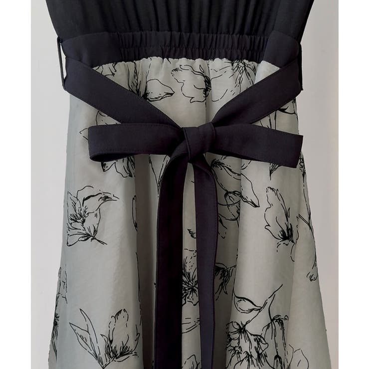 ドレープドッキングウエストリボン花柄スカート | JUNOAH | 詳細画像15 