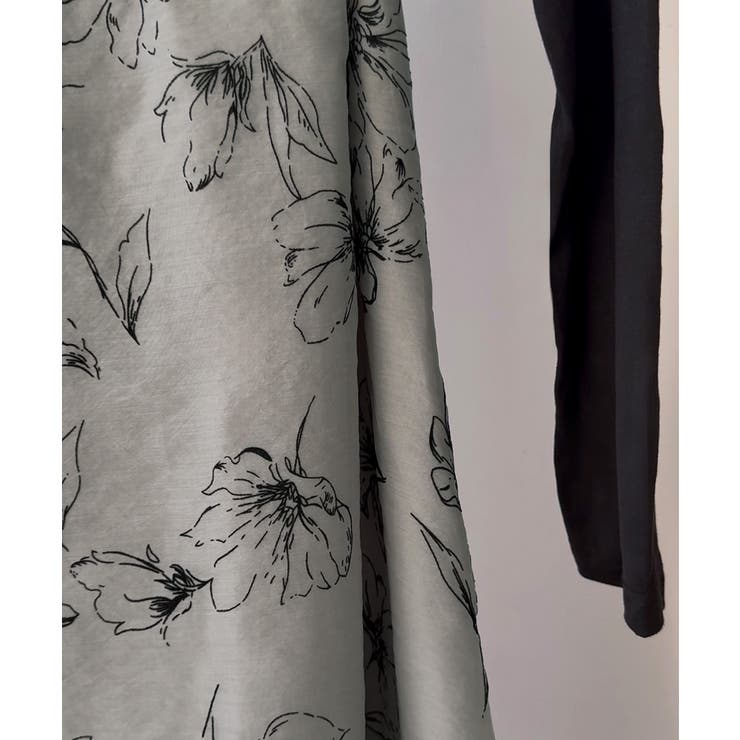 ドレープドッキングウエストリボン花柄スカート | JUNOAH | 詳細画像16 