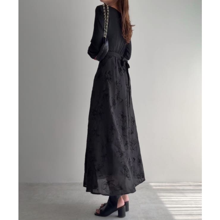 ドレープドッキングウエストリボン花柄スカート | JUNOAH | 詳細画像6 