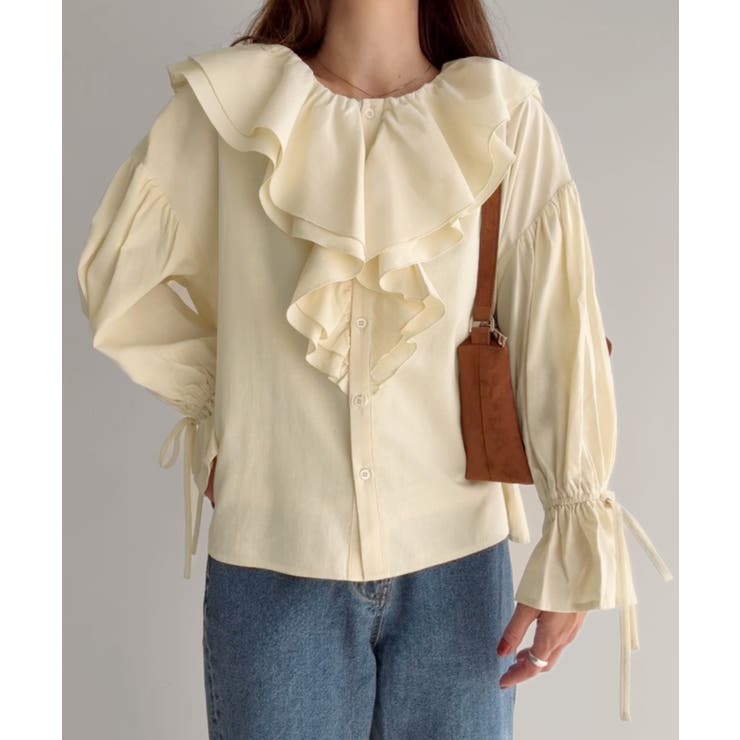 綿混フリルブラウス | JUNOAH | 詳細画像8 