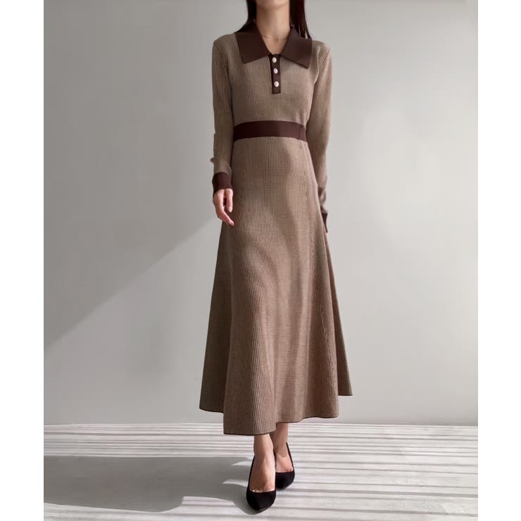 千鳥チェックビジュー釦ニットワンピース | JUNOAH | 詳細画像10 