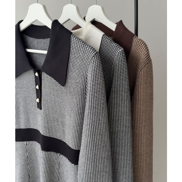 千鳥チェックビジュー釦ニットワンピース | JUNOAH | 詳細画像15 