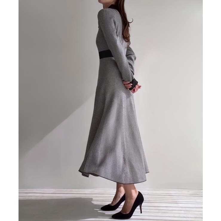 千鳥チェックビジュー釦ニットワンピース | JUNOAH | 詳細画像3 