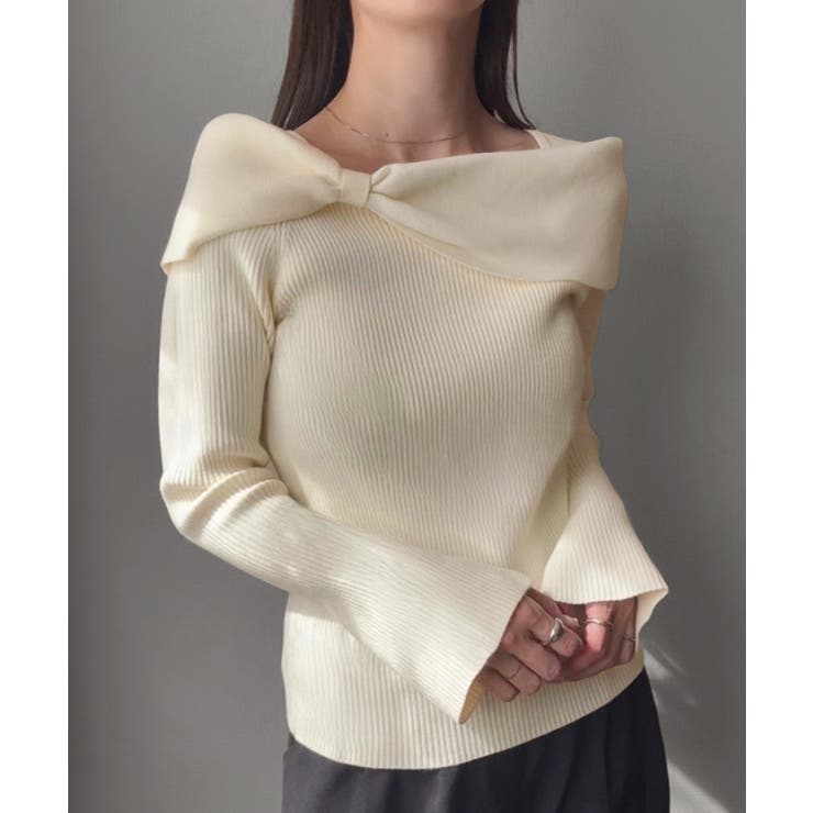 アイボリー | リボンデザインニットトップス | JUNOAH