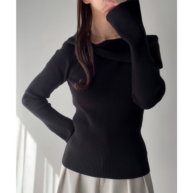 リボンデザインニットトップス | JUNOAH | 詳細画像3 