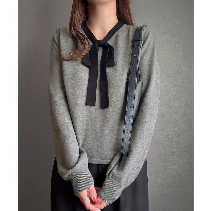 リボンボウタイニットトップス | JUNOAH | 詳細画像8 