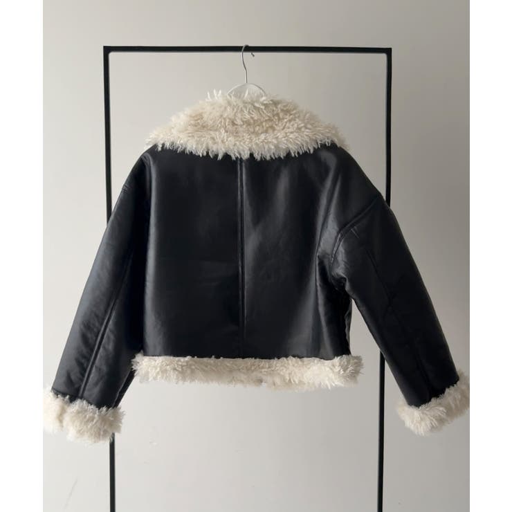 プードルファーショートPUレザージャケット | JUNOAH | 詳細画像10 