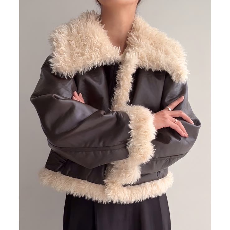 プードルファーショートPUレザージャケット | JUNOAH | 詳細画像8 