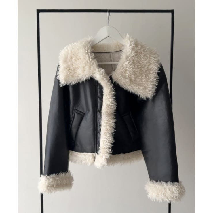 プードルファーショートPUレザージャケット | JUNOAH | 詳細画像9 