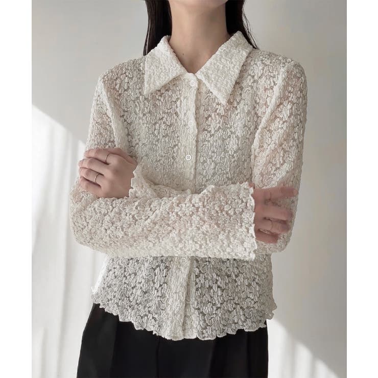 ホワイト | 襟付きレースボレロ | JUNOAH