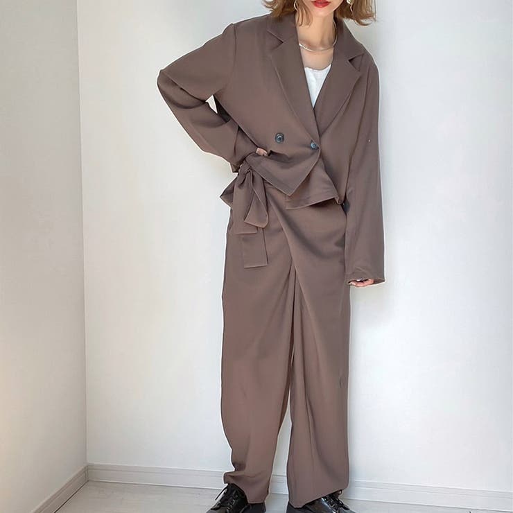 ショート丈ジャケットラップパンツセットアップ[品番
