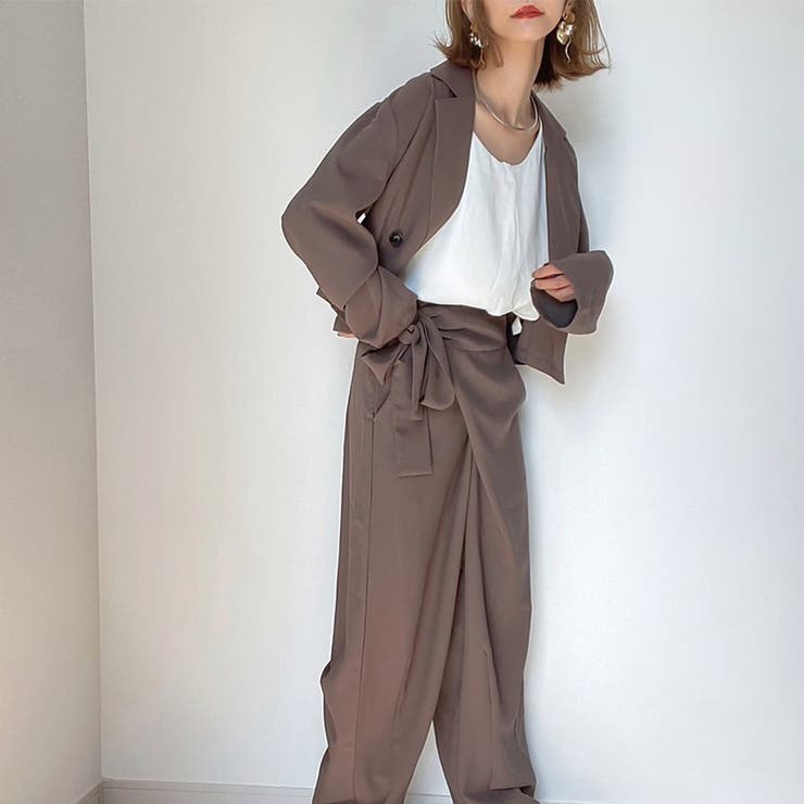 ショート丈ジャケットラップパンツセットアップ[品番