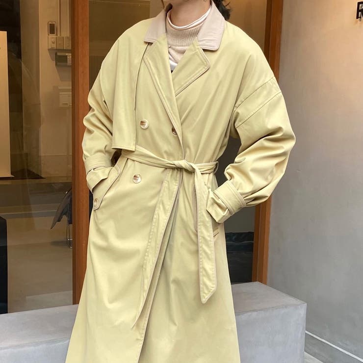 デザインガンフラップ配色トレンチコート[品番：AMTW0003212]｜JUNOAH