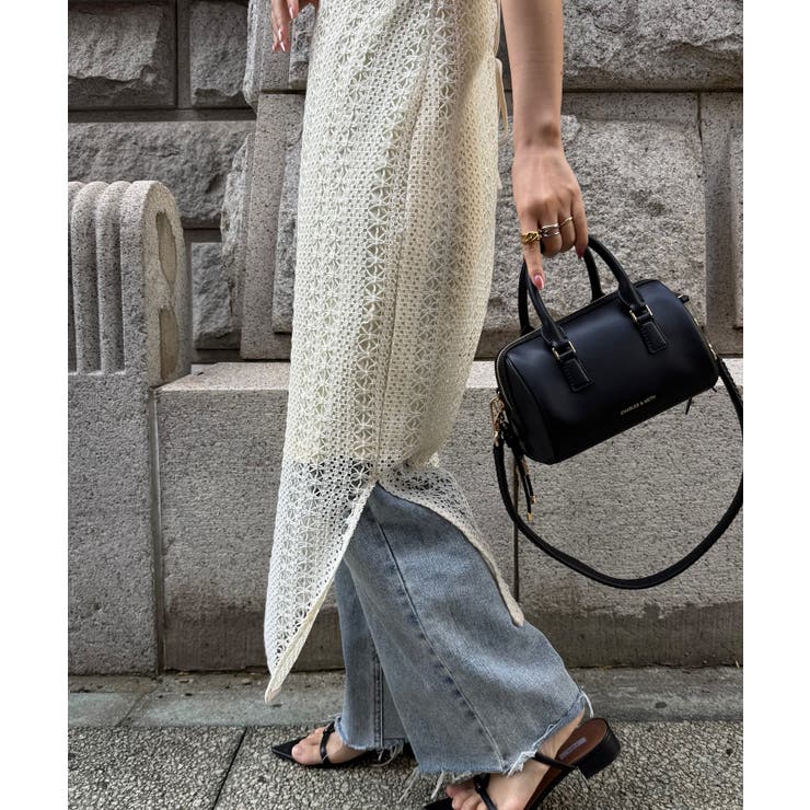 クロシェ編みバックリボンIラインワンピース | JUNOAH | 詳細画像10 