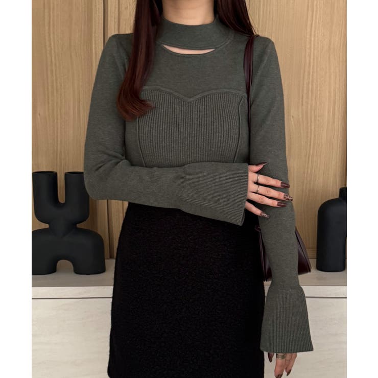 ベルスリーブビスチェ風ニット | JUNOAH | 詳細画像10 