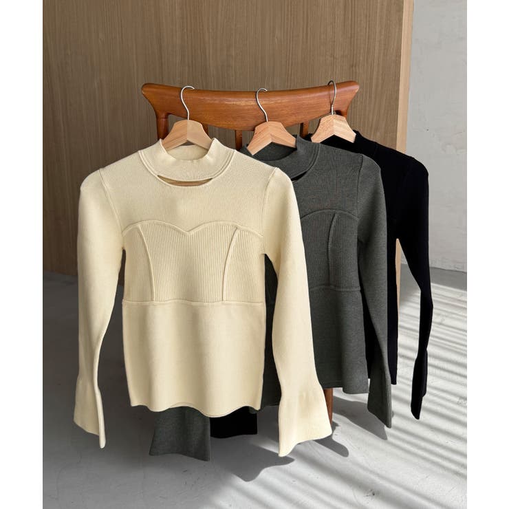 ベルスリーブビスチェ風ニット | JUNOAH | 詳細画像14 