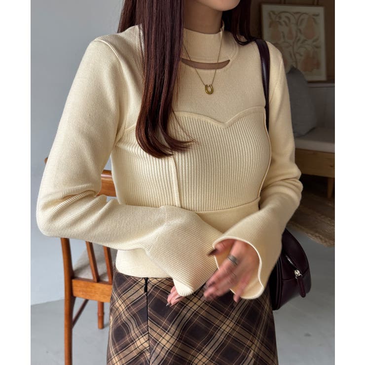 ベルスリーブビスチェ風ニット | JUNOAH | 詳細画像7 