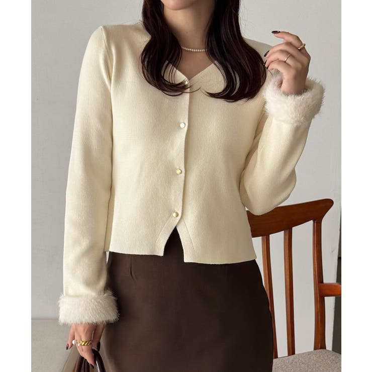 ファースリーブニットカーディガン | JUNOAH | 詳細画像6 