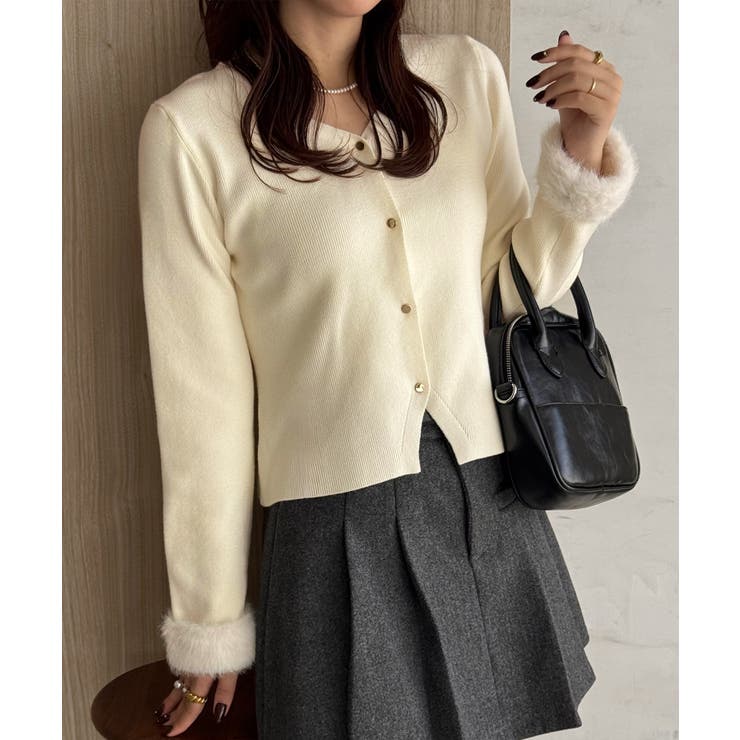 ファースリーブニットカーディガン | JUNOAH | 詳細画像7 